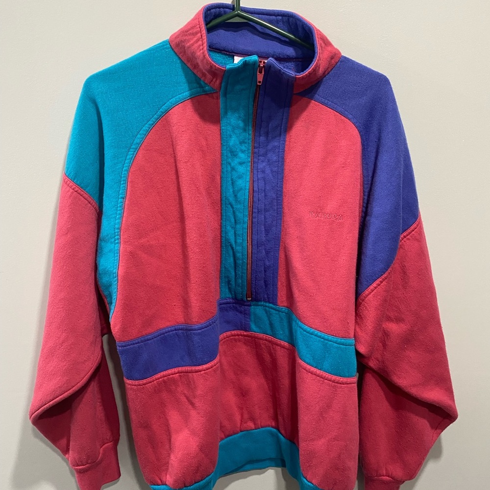 VINTAGE Karuba colour block quarter zip sweater